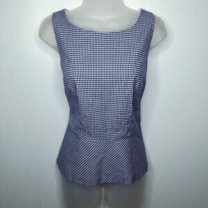 Talbots Gingham Peplum Top 4 Picnic Cottagecore Sleeveless Academia Preppy Plaid